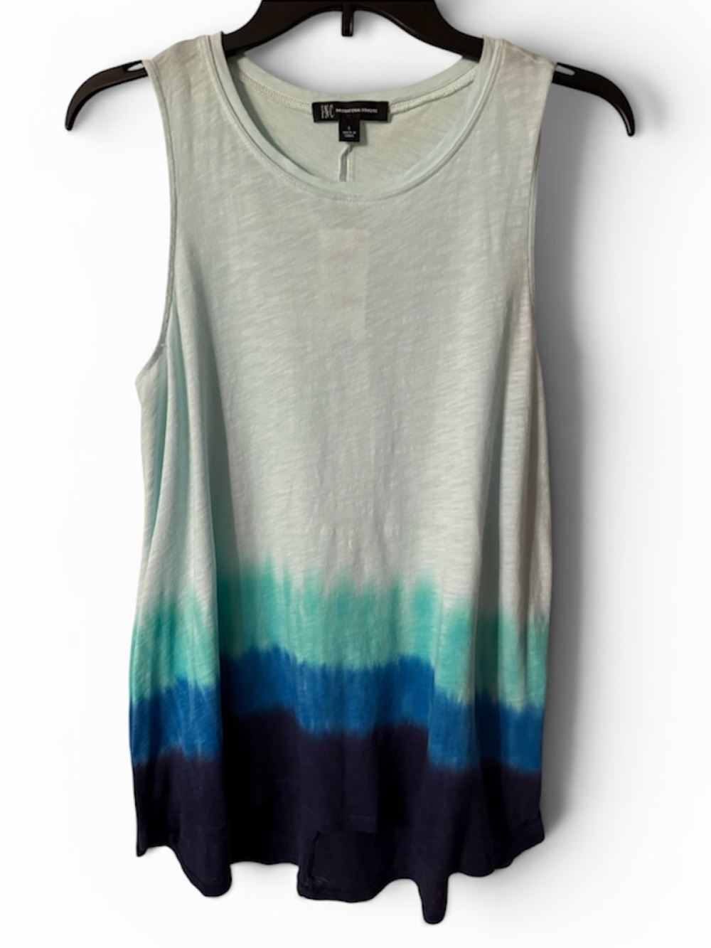 Sleeveless Tie-Dye Gradient Tank Top - Light Mint & Teal to dark blue L NWT INC